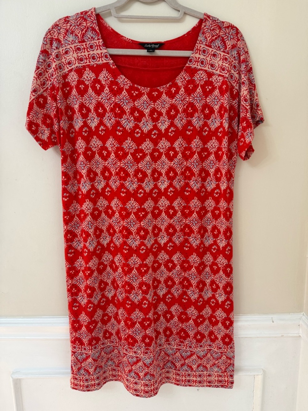 Lucky Brand orange pink blue knee length dress medium